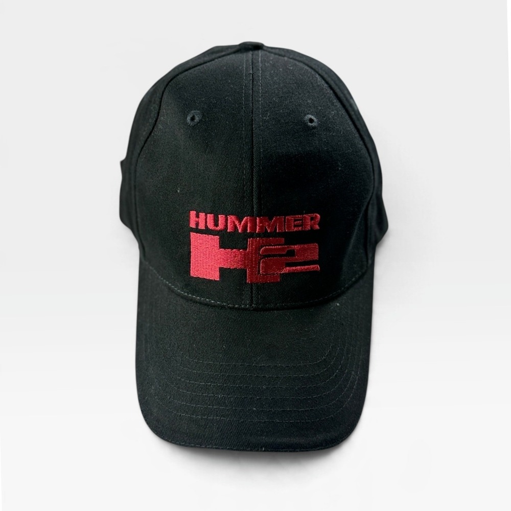 Hummer Hat H2 Baseball Cap Mens OSFA Black Red Embroidered Strapback Excellent